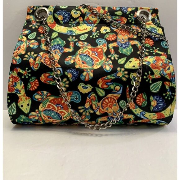 Purse Handbag Frogs Turtles Reptiles Bright Colors Amphibians Tawi Chain Link - Picture 1 of 16